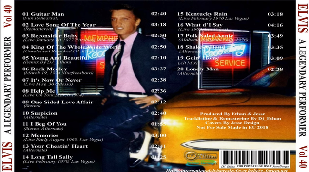 A Legendary Performer Vol. 40 CD DJ Ethan - Elvis new DVD and CDs Elvis Presley FTD Bootleg ...